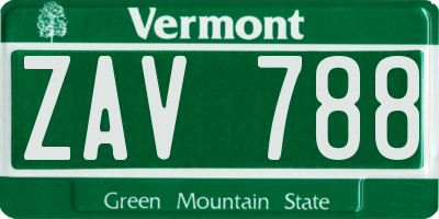 VT license plate ZAV788