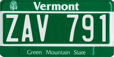 VT license plate ZAV791