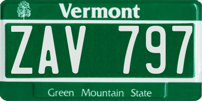 VT license plate ZAV797