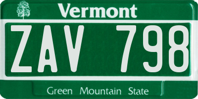 VT license plate ZAV798