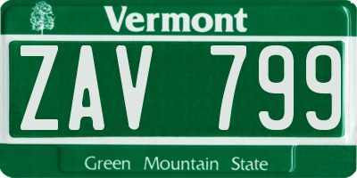 VT license plate ZAV799