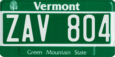 VT license plate ZAV804
