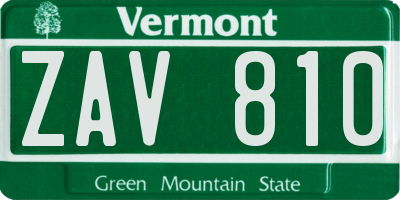 VT license plate ZAV810