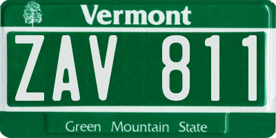 VT license plate ZAV811