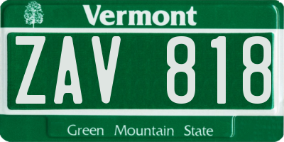 VT license plate ZAV818