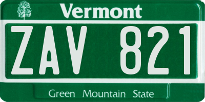 VT license plate ZAV821