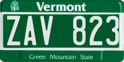 VT license plate ZAV823