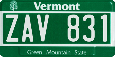 VT license plate ZAV831