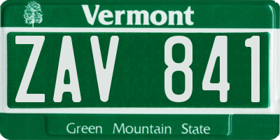 VT license plate ZAV841