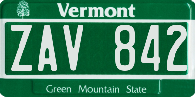 VT license plate ZAV842