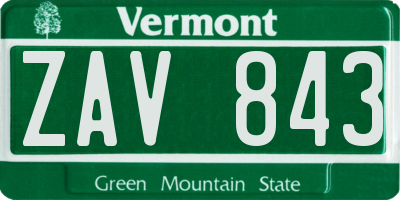 VT license plate ZAV843