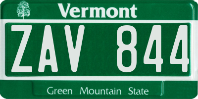 VT license plate ZAV844