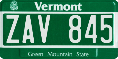 VT license plate ZAV845