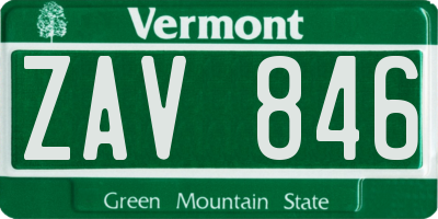 VT license plate ZAV846