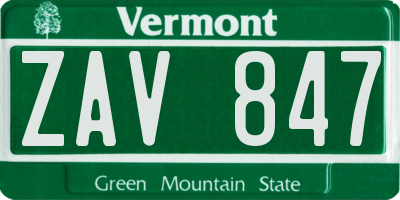 VT license plate ZAV847