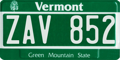 VT license plate ZAV852