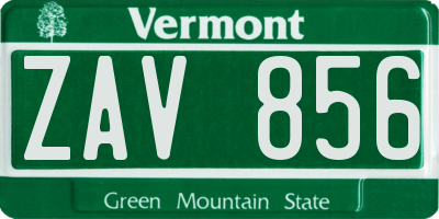 VT license plate ZAV856