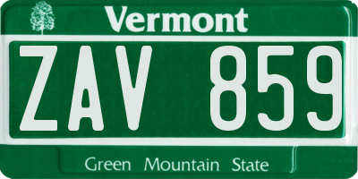 VT license plate ZAV859