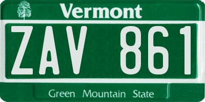 VT license plate ZAV861
