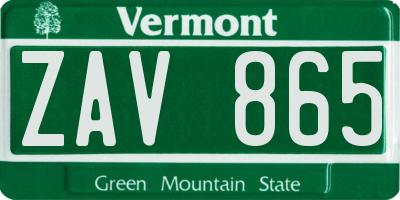 VT license plate ZAV865