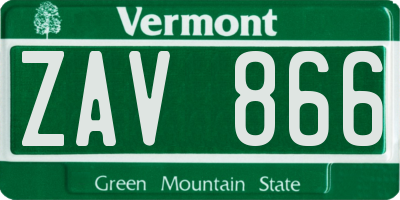 VT license plate ZAV866
