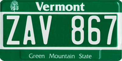 VT license plate ZAV867