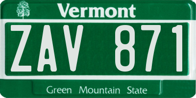 VT license plate ZAV871