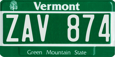 VT license plate ZAV874