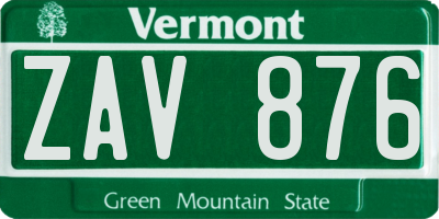 VT license plate ZAV876