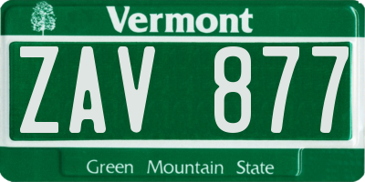 VT license plate ZAV877