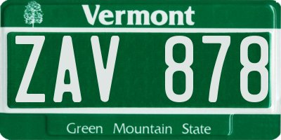 VT license plate ZAV878