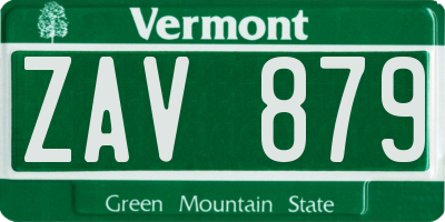 VT license plate ZAV879