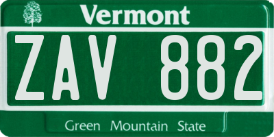 VT license plate ZAV882