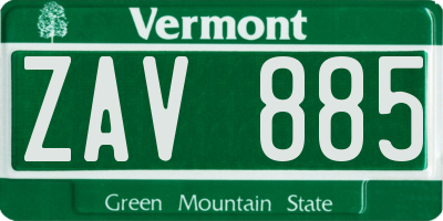 VT license plate ZAV885