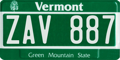 VT license plate ZAV887
