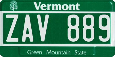 VT license plate ZAV889