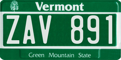 VT license plate ZAV891