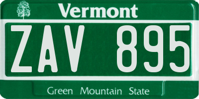 VT license plate ZAV895