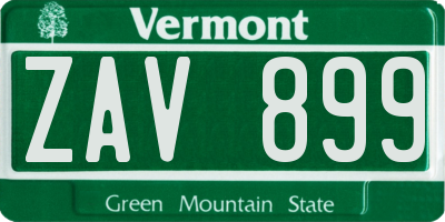 VT license plate ZAV899