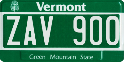 VT license plate ZAV900
