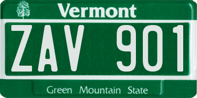 VT license plate ZAV901