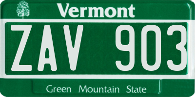 VT license plate ZAV903