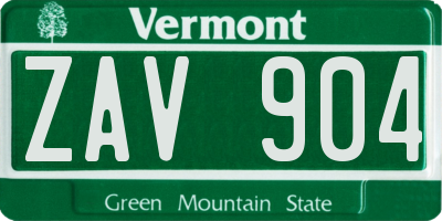 VT license plate ZAV904