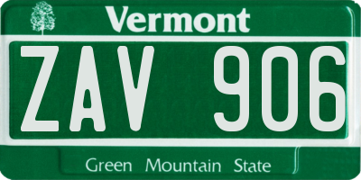 VT license plate ZAV906