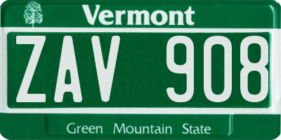 VT license plate ZAV908