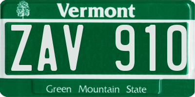 VT license plate ZAV910