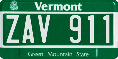 VT license plate ZAV911