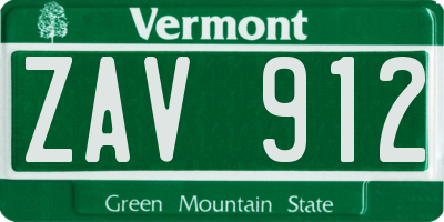 VT license plate ZAV912