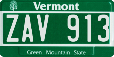 VT license plate ZAV913