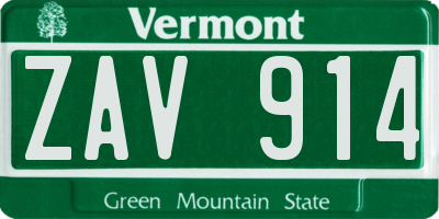 VT license plate ZAV914